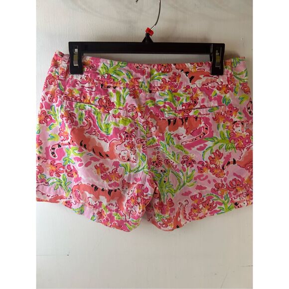 Lilly Pulitzer shorts size 4 small pink tigers flowers rn#88189 - Picture 3 of 8